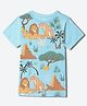 Wear Your Mind Cotton Blend Knit Disney The Lion King Featuring Half Sleeves Characters Printed Tee - Sky Blue