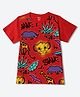 Wear Your Mind Cotton Blend Knit Disney The Lion King Featuring Half Sleeves Simba Printed Tee - Red