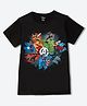 Wear Your Mind Cotton Blend Knit Marvel Avengers Featuring Half Sleeves Characters Printed Tee - Black