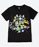 Wear Your Mind Cotton Blend Knit Disney Mickey & Friends Featuring Half Sleeves Characters Printed Tee - Black