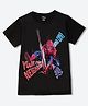 Wear Your Mind Cotton Blend Knit Marvel Featuring Half Sleeves Spider Man Printed Tee - Black