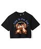 Wear Your Mind Cotton Knit Disney Chip & Dale Featuring Half Sleeves Character Printed Crop Tee - Black
