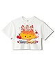 Wear Your Mind Cotton Knit Disney Chip & Dale Featuring Half Sleeves Character Printed Crop Tee - White