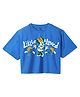 Wear Your Mind Cotton Knit Mickey & Friends Featuring Half Sleeves Minnie Mouse Character & Daisy Printed Crop Tee - Blue