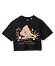 Wear Your Mind Cotton Knit Disney Tangled Featuring Half Sleeves Rapunzel Printed Crop Tee - Black