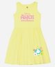 Wear Your Mind Cotton Knit Disney Alice In Wonderland Featuring Sleeveless Character Printed Dress - Lime Yellow