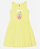 Wear Your Mind Cotton Knit Disney Alice In Wonderland Featuring Sleeveless Character Printed Dress - Lime Yellow