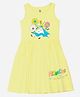 Wear Your Mind Cotton Knit Disney Alice In Wonderland Featuring Sleeveless Character Printed Dress - Lime Yellow