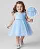 Babyhug 5 Layers With Cotton Lining Sleeveless Glitter Mesh Party Dress With Yoke Pleating - Light Blue