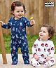 Babyhug Disney Interlock Knit Full Sleeves Footed Sleepsuit With Minnie Mouse Print Pack Of 2 - Navy Blue & White