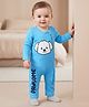 Babyoye 100% Cotton Knit Full Sleeves Romper With Dog Print - Light Blue