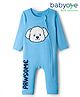 Babyoye 100% Cotton Knit Full Sleeves Romper With Dog Print - Light Blue