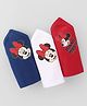 Babyhug Disney Interlock Knit Hand & Face Towels with Minnie Mouse Graphics Pack of 3 L 33 x B 33 cm - Navy Blue White & Red