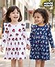 Babyhug Disney Single Jersey Knit Full Sleeves Frock With Minnie Mouse Print Pack Of 2 - Navy Blue & White