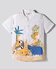 Bonfino 100% Rayon Woven Half Sleeve Jungle Print Shirt -white