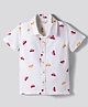 Bonfino 100% Rayon Woven Half Sleeve Car Print Shirt - Offwhite