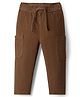 Bonfino Cotton Elastane Woven Full Length Solid Coloured Corduroy Pants With Pockets - Brown