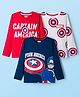 Pine Kids Marvel Single Jersey Knit Full Sleeves T-Shirts with Avengers Captain America Graphic Pack of 3 - White Blue & Red