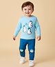 Babyoye 100% Cotton Knit Full Sleeves T-Shirt & Leggings Set with Penguin Print - Blue & Light Blue