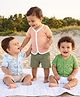 Kookie Kids Interlock Knit Half Sleeves Jhablas With Stripes & Animal Print Pack Of 3 - Multi Colour