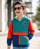 Pine Kids Knit Full Sleeves Hooded Sweatshirt With Badge Detailing & Kangaroo Pockets - Mint Green