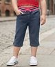 Babyhug Washed Denim Capri With Ribbed Waist - Navy Blue