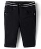 Babyhug Washed Denim Capri With Ribbed Waist - Black