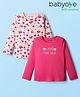 Babyoye 100% Cotton Knit With Eco Jiva Finish Full Sleeves Floral & Text Printed Tops Pack of 2 - Baby & Dark Pink