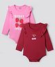 Bonfino 100% Cotton Knit Full Sleeves Onesies with Fruit Print & Frill Detailing Pack of 2 - Red & Pink