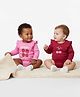 Bonfino 100% Cotton Knit Full Sleeves Onesies with Fruit Print & Frill Detailing Pack of 2 - Red & Pink
