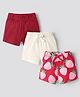 Bonfino Cotton Knit Shorts With Tropical Theme Print Pack Of 3 - Red & Ivory
