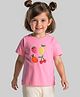 Bonfino 100% Cotton Knit Half Sleeves Oversized T-Shirt with Fruit Embroidery - Pink