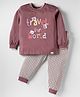 Teddy Sinker Knit Full Sleeves Night Suit with Travel the World Print - Mauve