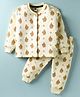 Teddy Knit Full Sleeves Co-ords Fleece Winter Night Suit with Animal Print - Beige