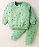 Teddy Knit Full Sleeves Co-ords Fleece Winter Night Suit with Jungle Theme Print - Light Green