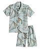 CAVIO Cotton Woven Half Sleeves Abstract Printed Shirt & Coordinating Shorts Set - Green