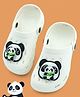Yellow Bee Perforated Clogs With Panda & Bamboo Rotating Charms - White