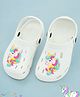 Yellow Bee Solid Perforated Clogs With Unicorn Charm - White