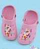 Yellow Bee Solid Perforated Clogs With Unicorn Charm - Pink