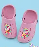 Yellow Bee Solid Perforated Clogs With Unicorn Charm - Pink