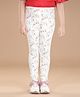StyleStone Cotton Lycra Woven Floral Printed Jeggings - White & Red