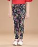 StyleStone Cotton Lycra Woven Floral Printed Jeggings - Black