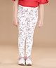 StyleStone Cotton Lycra Woven Floral Printed Jeggings - White & Red