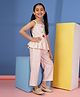 Budding Bees Rayon Woven Sleeveless Floral Printed Tassels Embellished Coordinating Top & Pant Set - Peach