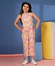 Budding Bees Cotton Woven Sleeveless Floral Printed Jumpsuit - Yellow