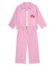 Budding Bees Cotton Woven Full Sleeves Floral Embroidered Shirt & Pant With Inner Top Set - Pink