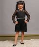 Budding Bees Woven Full Sleeves Floral Lace Detailed Dress - Black
