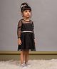 Budding Bees Woven Full Sleeves Polka Dots Lace Detailed Dress - Black