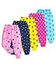 KUCHIPOO Cotton Knit Pack Of 5 Hearts & Stars Printed Pajama - Pink Violet Yellow & Aqua Blue