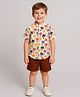 Aww Hunnie 100% Cotton Knit Half Sleeves Palm Trees Printed Shirt & Shorts Set - Multi Colour